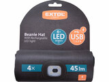 Sapka, fekete, kötött, kivehető LED homloklámpával, 4×45 Lumen; USB tölthető Li-ion, 3funkció