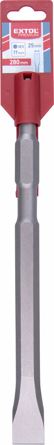 Betonvéső lapos, HEX; 280/25mm, (szár átm:17 mm)