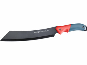 bozótvágó kés (machete), teljes/penge hossz: 400/265mm, ívelt rozsdamentes acél penge, PP+TPR nyél, nylon tok