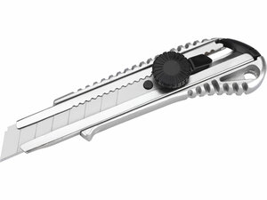 tapétavágó kés, 18mm ALU fémház;  tripla vágóéllel, csavaros rögzítővel, pótpenge: 9123A