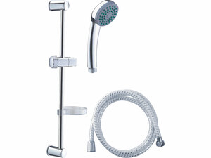 Zuhany készlet; 1 funkciós fej, tömlő 150 cm, szappantartó, fali csúszka