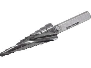 Lépcsős fémfúró HSS-Co, spirál, 10 lépcsős (3-12 mm, 1 mm lépcsők), befogás: 6 mm