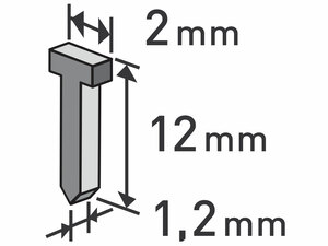 Szeg fejjel tűzőgéphez, 1000db/csomag, 12mm, 2,0x0,52x1,2mm