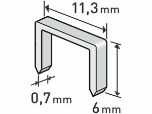 Tűzőgépkapocs, 1000db/csomag, 6mm, 11,3x0,52x0,70mm