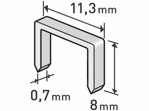 Tűzőgépkapocs, 1000db/csomag, 8mm, 11,3x0,52x0,70mm