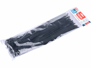Kábelkötegelő 7,2×400mm 100db, többször használható (oldható) fekete nylon