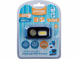 LED fejlámpa, Osram+COB, 480 Lumen; tölthető akkuval, 4 funkció, cseppálló: IPX4