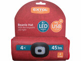 Sapka, piros, kötött, kivehető LED homloklámpával, 4×45 Lumen; USB tölthető Li-ion, 3funkció
