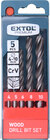Fafúró klt. 5 db, rövid, 4-5-6--8-10mm, Cr.V., normál befogás