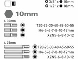 IMBUSZ-TORX-XZN BIT fejek, 40db-os készlet, 3/8“-os és 1/2“-os racsnihoz, CrV