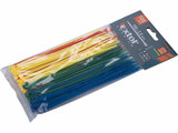 Kábelkötegelő 2,5×150mm 100db, 4 színű (piros, kék, sárga, zöld), nylon;