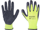 Kötött kesztyű nylon, varrat nélküli, méret  10` latexbe mártott teny. és ujjhegy, gumírozott mandzsetta