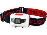 Fejlámpa 40lm, 1W + 2 piros LED, ABS műanyag