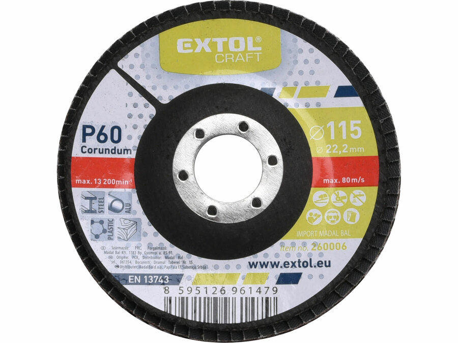 Lamellás csiszolóacél korund (Alumínium-oxid), P60, 115mm