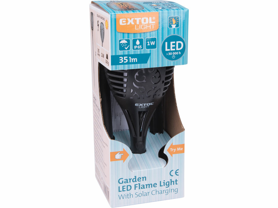 Kerti LED lámpa, lángoló fáklya hatással, 79cm, napelemes töltés, 35lm
