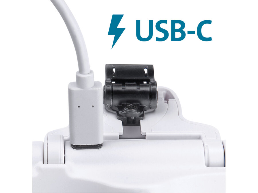 Nagyító LED lámpa, szemüveg, 3,5× nagyítás; műanyag ház, USB tölthető akku