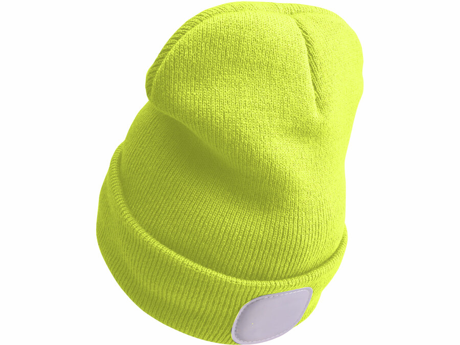 Sapka homloklámpával 45lm, tölthető, USB, fluoreszkáló sárga, univerzális méret