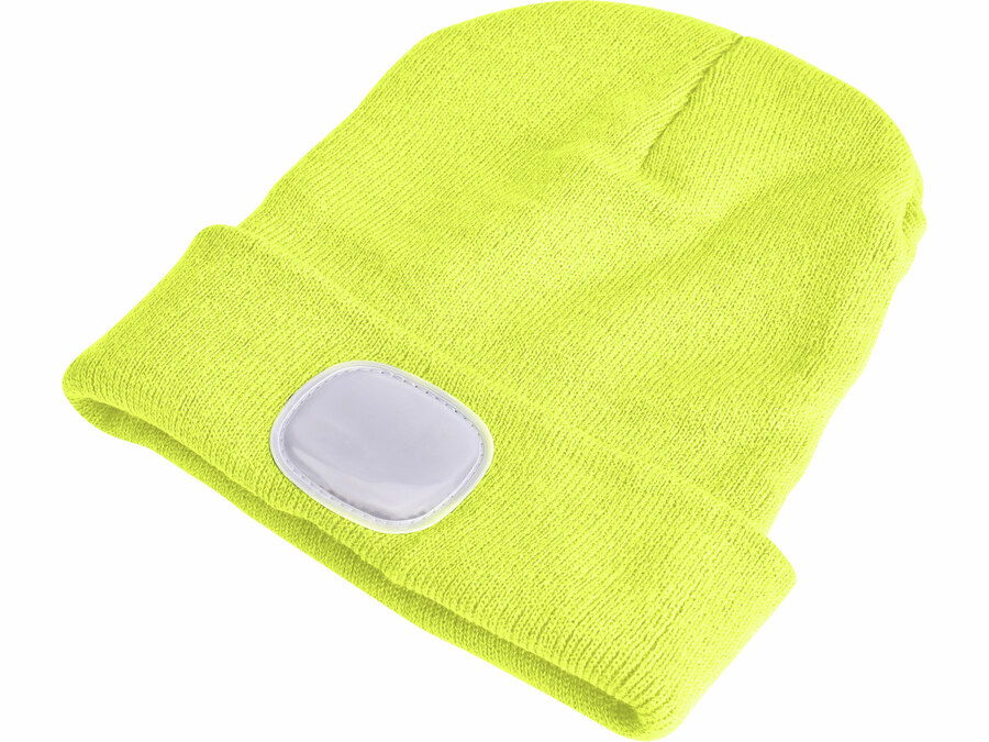 Sapka homloklámpával 45lm, tölthető, USB, fluoreszkáló sárga, univerzális méret