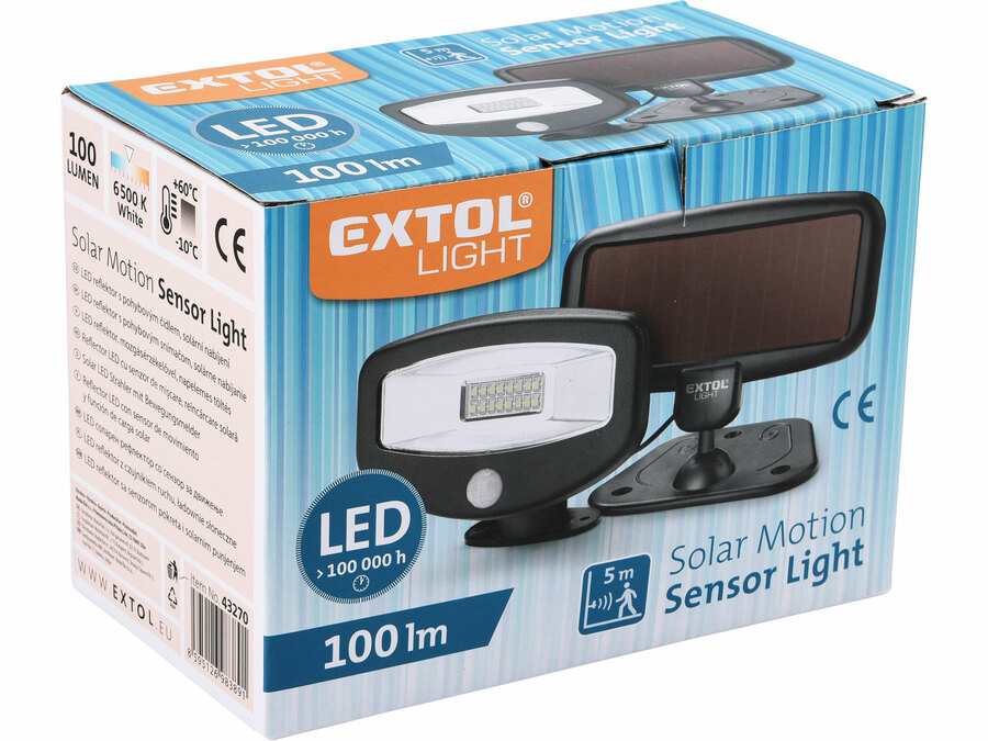 Éjszakai készenléti LED lámpa, 0,4W, 16 LED; 100 Lm, napelem+szenzor, beépített Li-ion akkus, 500 mAh