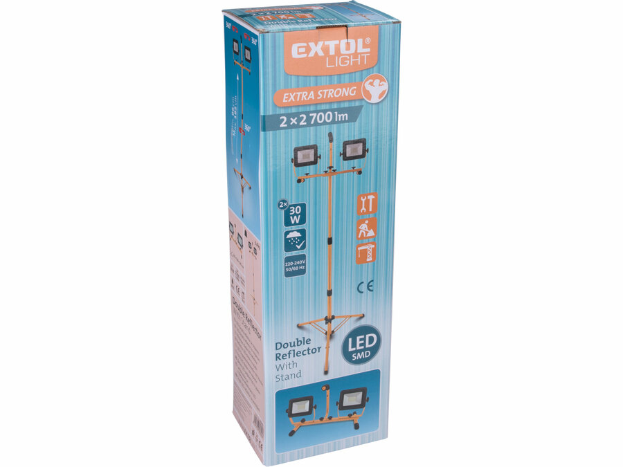 LED reflektor, 2×2700 Lm, 180cm-es állvánnyal