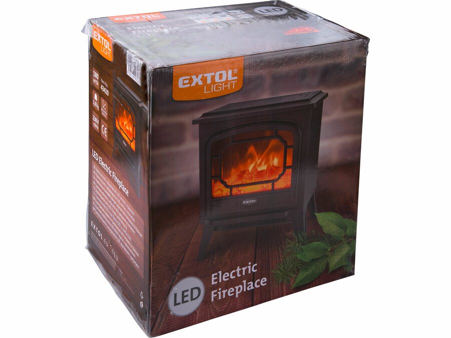 LED kandalló, elektromos fűtéssel, láng imitációval, 230 V, 900/1800 W, 2 nyitható ajtóval