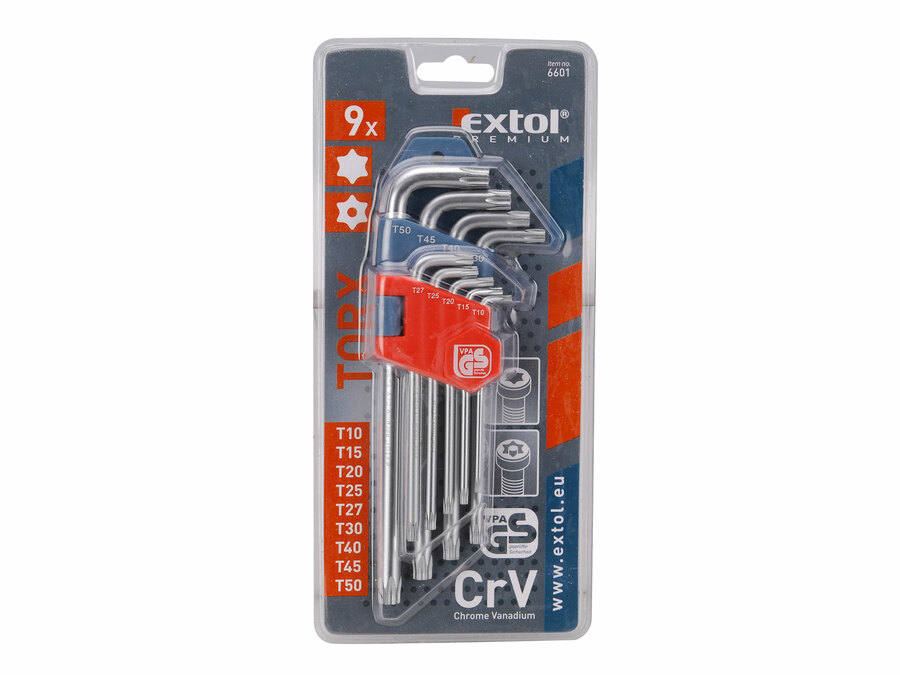 Torx kulcs,  9db-os készlet, 10-50mm