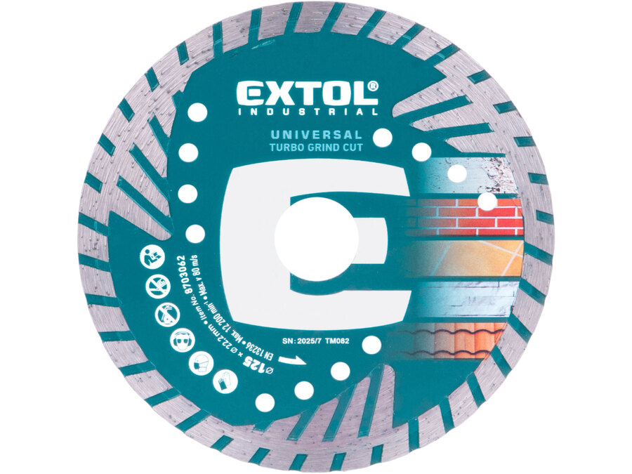 Gyémántvágó, ipari korong,TURBO,gyors vágás; 125×22,2mm, száraz és vizes vágásra