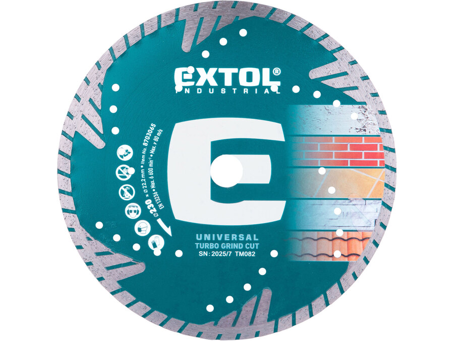 Gyémántvágó, ipari korong,TURBO,gyors vágás; 230×22,2mm, száraz és vizes vágásra