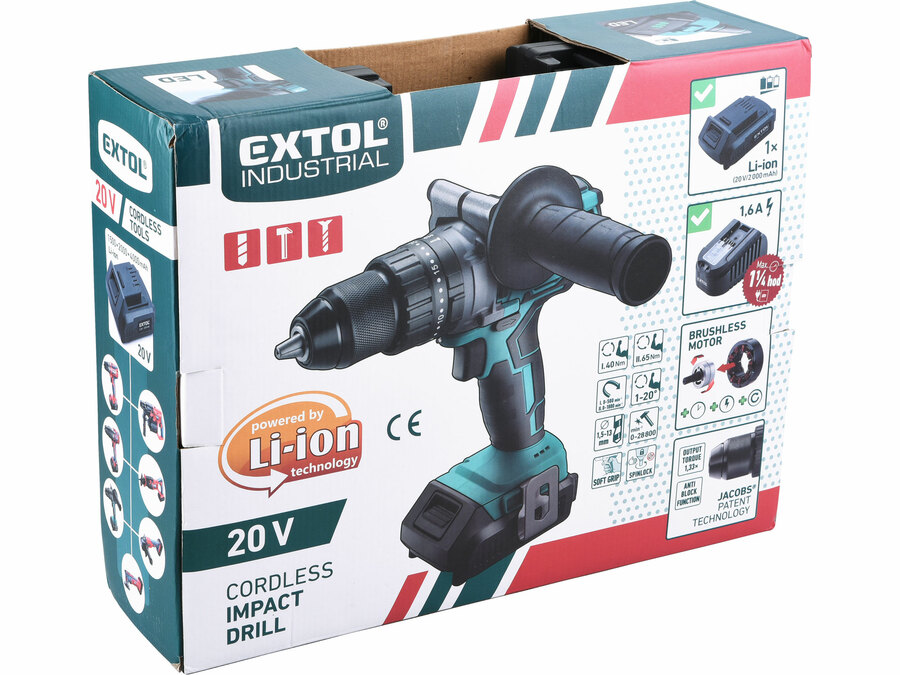 Akkus ütvefúró-csavarozó SHARE20V, kefe nélküli, 20V Li-ion, 2000mAh