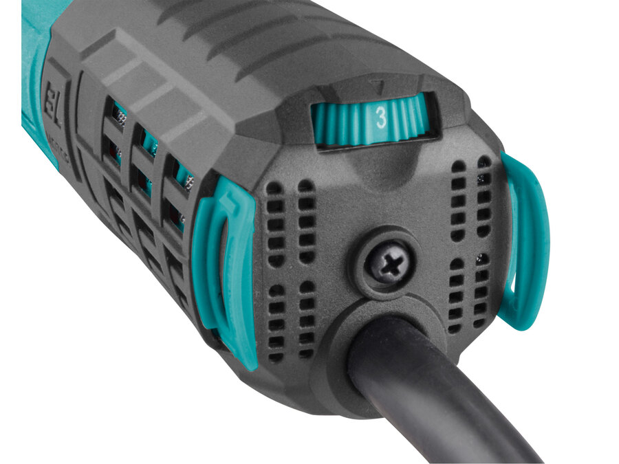 Sarokcsiszológép 125mm 1550W, kefementes, szabályozható fordulatszám, lágy indítás, terhelésnél konstans fordulatszám