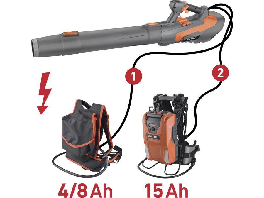 Akkus lombfúvó gép, extra erős, szénkefementes, 60V (1900W),  AKKU és TÖLTŐ NÉLKÜL!