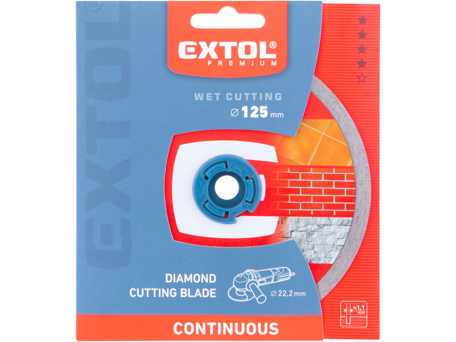 Gyémántvágó csempevágáshoz (sima), extra vékony, vizes vágásra; 125×1,1×22,2mm, max.12.250 ford/perc