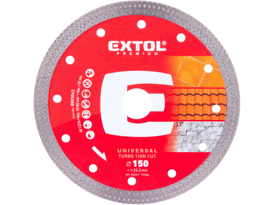 Gyémántvágó, ipari korong, TURBO, extra vékony vágás: 1,4mm vastagság; 150×22,2mm, száraz és vizes vágásra