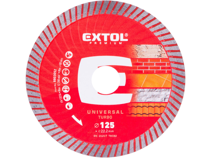 Gyémántvágó TURBO gránit/kerámia; 125×22,2mm, max.12.250 ford/perc
