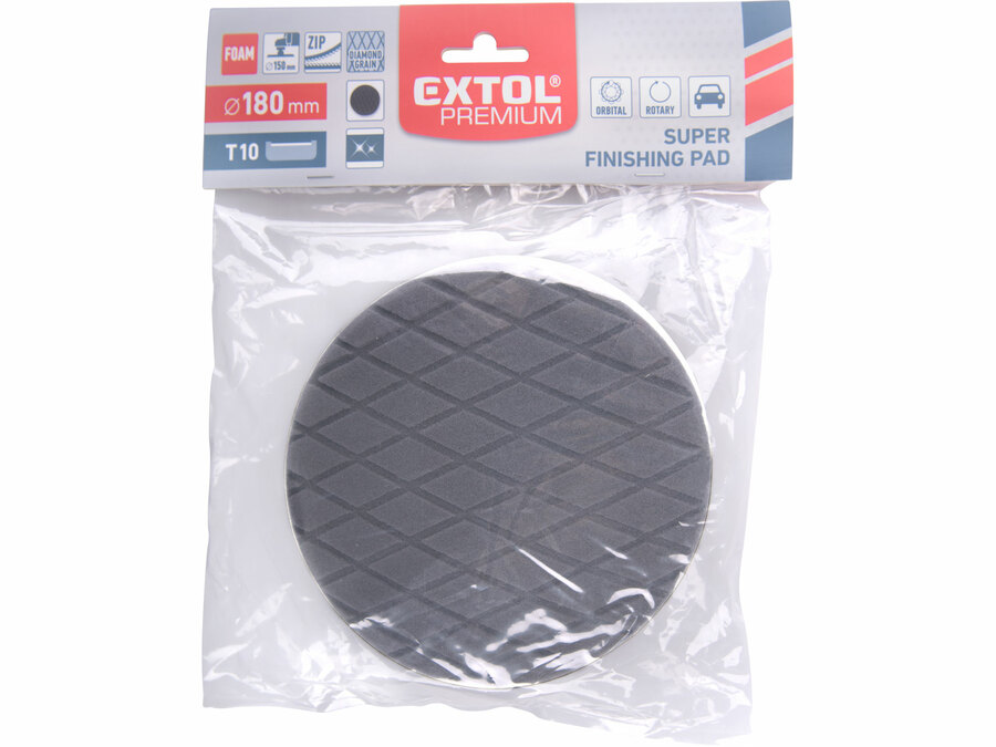 Polírkorong, finiselő, gyémánt mintájú vágott, T10, fekete, ⌀180x35mm, tépőzáras ⌀150mm