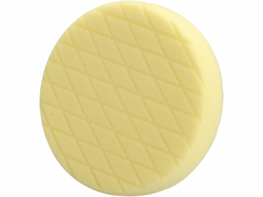 Polírkorong, finiselő, gyémánt mintájú vágott, T80, sárga, ⌀180x35mm, tépőzáras ⌀150mm