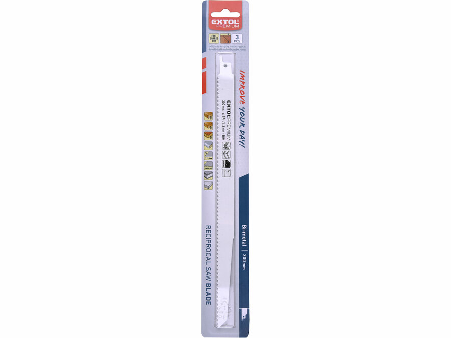 Szablyafűrészlap 3db-os készlet, 300x19x1,25mm, Bi-metál