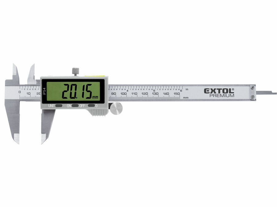 Digitális tolómérő; 0,01×150mm, mélységmérővel, rozsdamentes acél