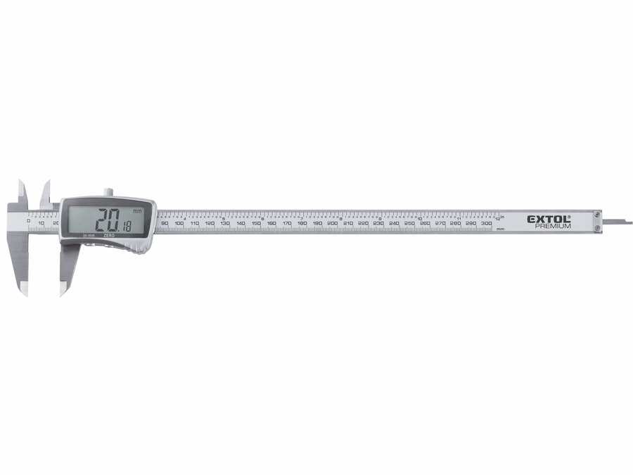 Digitális tolómérő; 0,01×300 mm, mélységmérővel, rozsdamentes acél, pontosság ±0,02/0,03 mm