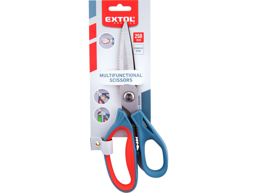 Olló, univerzális, 250 mm, rozsdamentes acél, 2 komponensű nyél