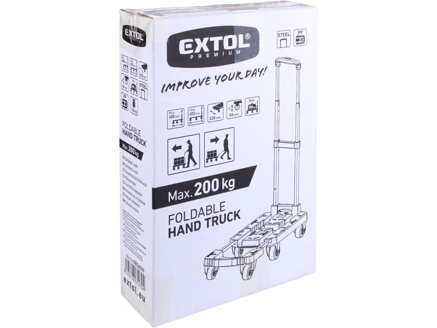 Kézikocsi, összecsukható, max.teherbírás:100kg, 6 db kerék