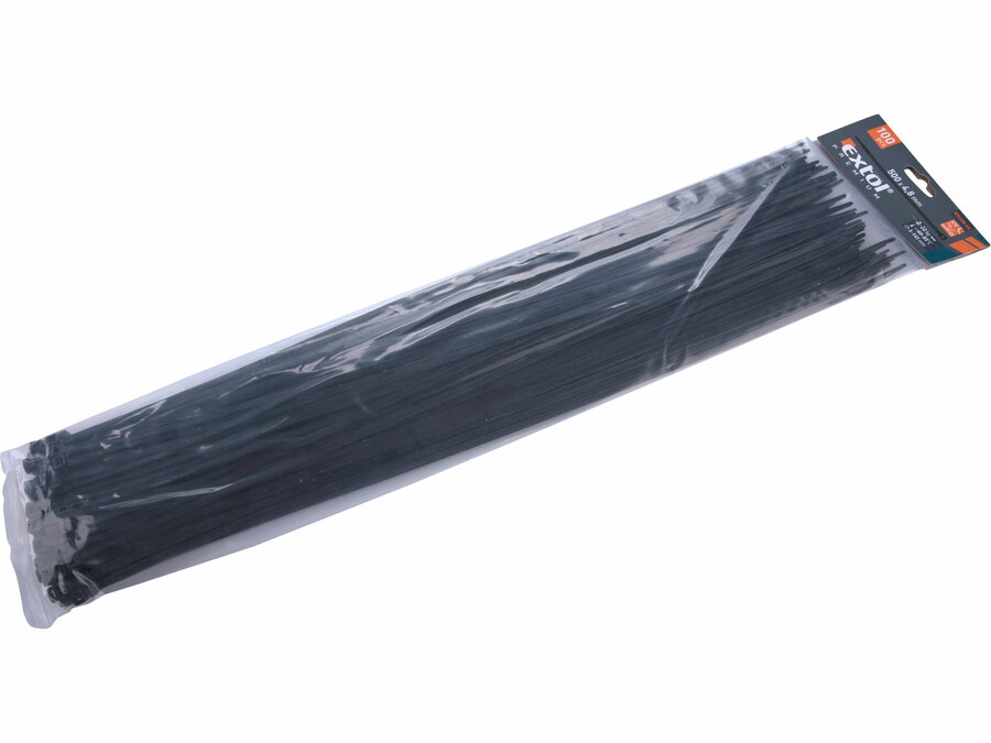Kábelkötegelő fekete, 500x4,8mm, 100db, nylon