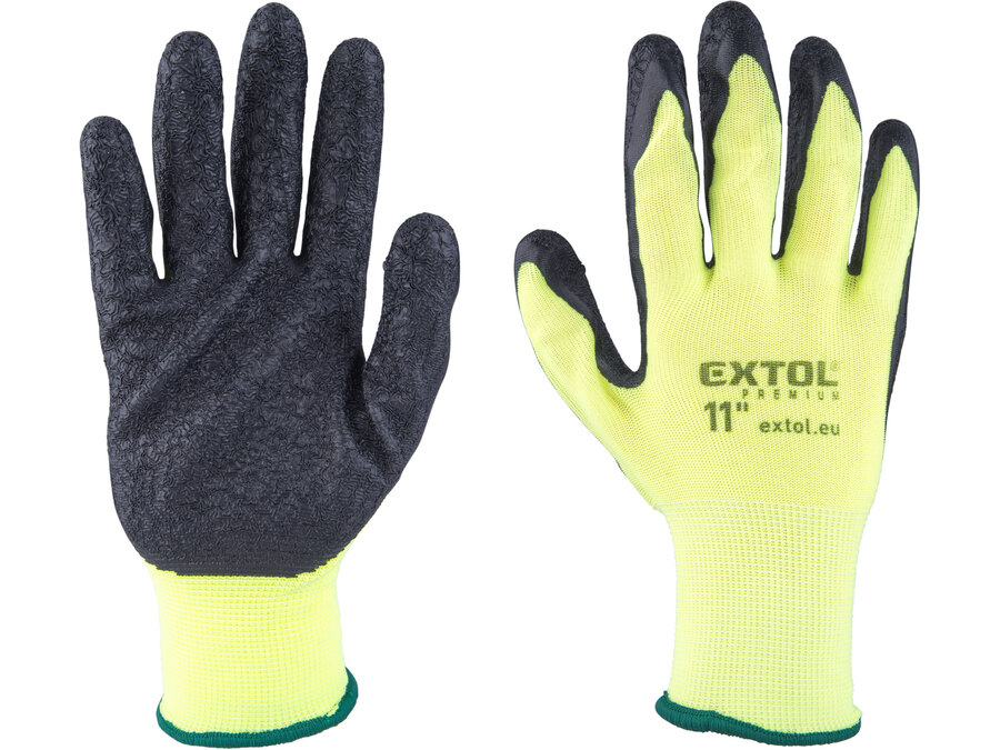 Kötött kesztyű nylon, varrat nélküli, méret  11` latexbe mártott teny. és ujjhegy