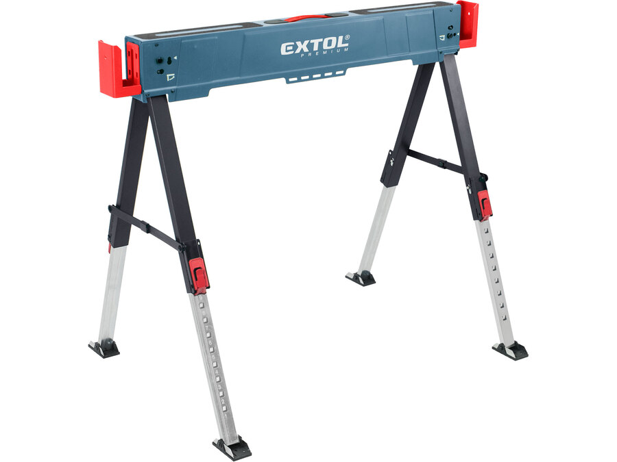 Asztalosbak/fűrészbak állítható, összecsukható; 600 - 850 mm, max. terhelés: 550 kg, saját tömeg: 7,9 kg