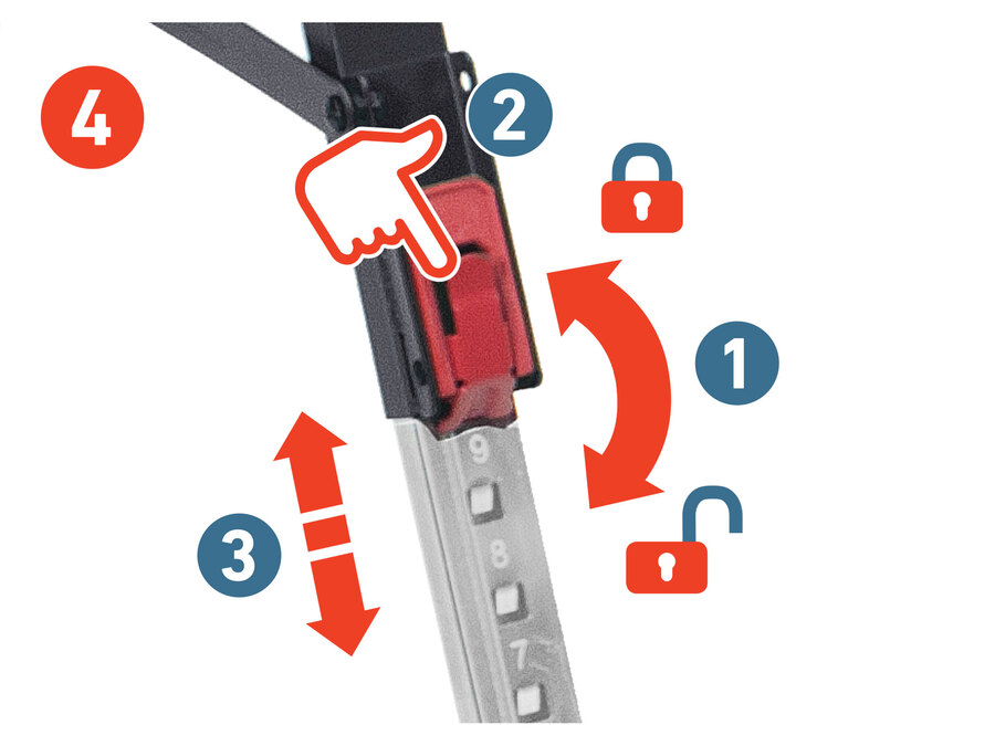 Asztalosbak/fűrészbak állítható, összecsukható; 600 - 850 mm, max. terhelés: 550 kg, saját tömeg: 7,9 kg