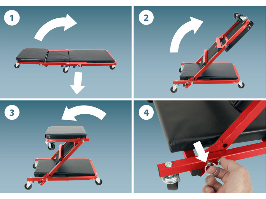 2-funkciós szerelőszék, és autó-aláfekvő ágy, gurulós, max.: 150 kg