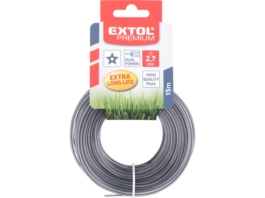 Damil szegélynyíró géphez 2,7 mm, csillag keresztmetszetű, fekete közép/dual power, 15m