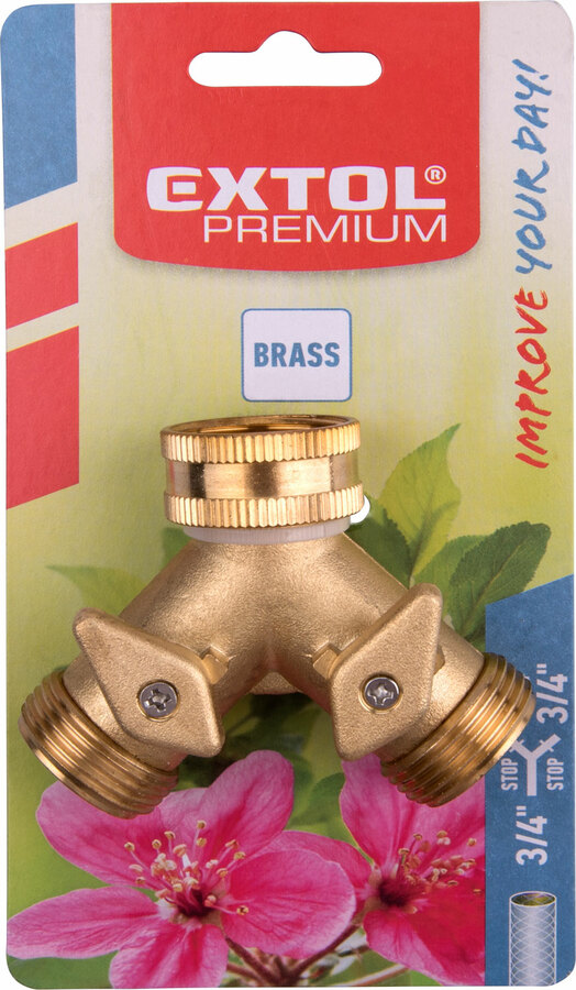 Elzárható Y-csatlakozó, 3/4", SÁRGARÉZ