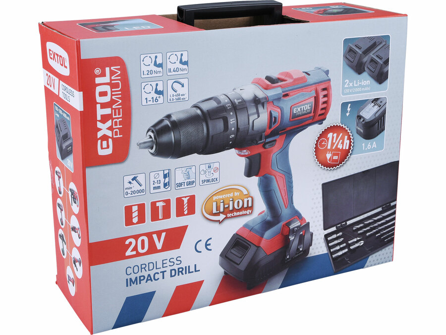 Akkus akkus ütvefúró-csavarozó SHARE20V, 20V Li-ion, akkumulátor és töltő nélkül