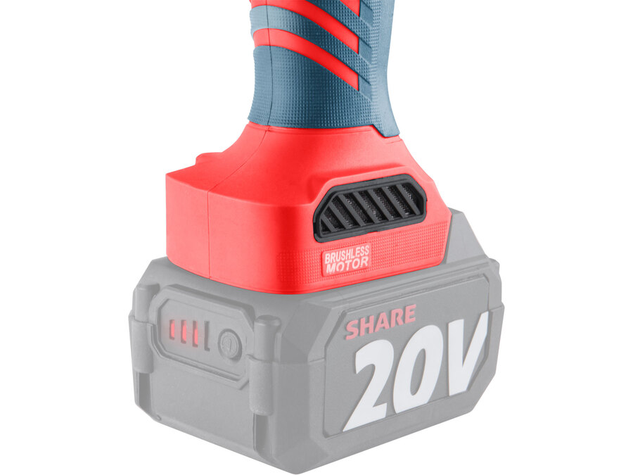 Akkus sarokcsiszológép, Share20V, 20V, Li-ion, szénkefe nélküli, 125mm, AKKU és TÖLTŐ NÉLKÜL!